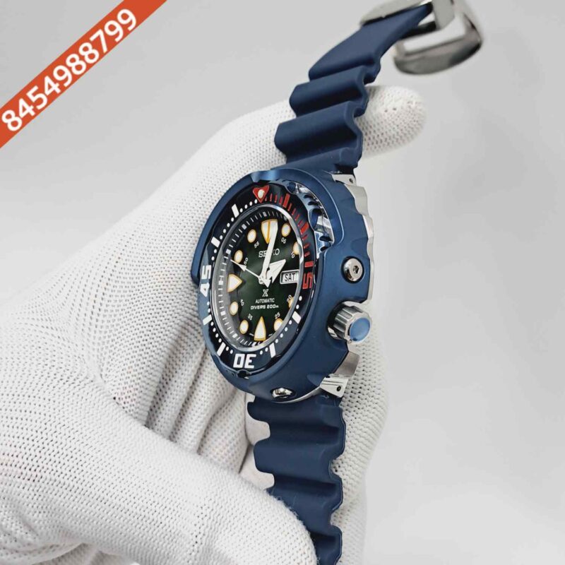 Seiko Prospex Sea Divers 200M Green Dial Blue Rubber Strap Swiss Automatic Watch - Image 2