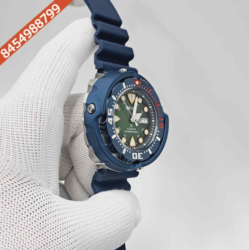 Seiko Prospex Sea Divers 200M Green Dial Blue Rubber Strap Swiss Automatic Watch - Image 3