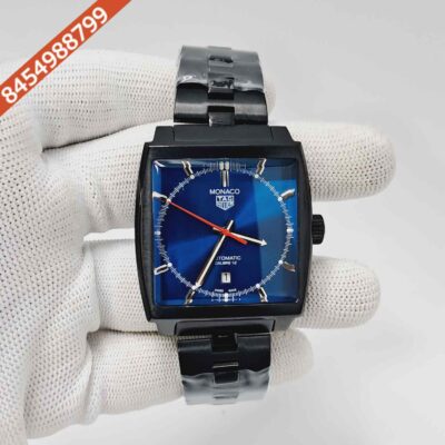 Tag Heuer Monaco Blue Dial Black Stainless Steel Strap Swiss Automatic Watch