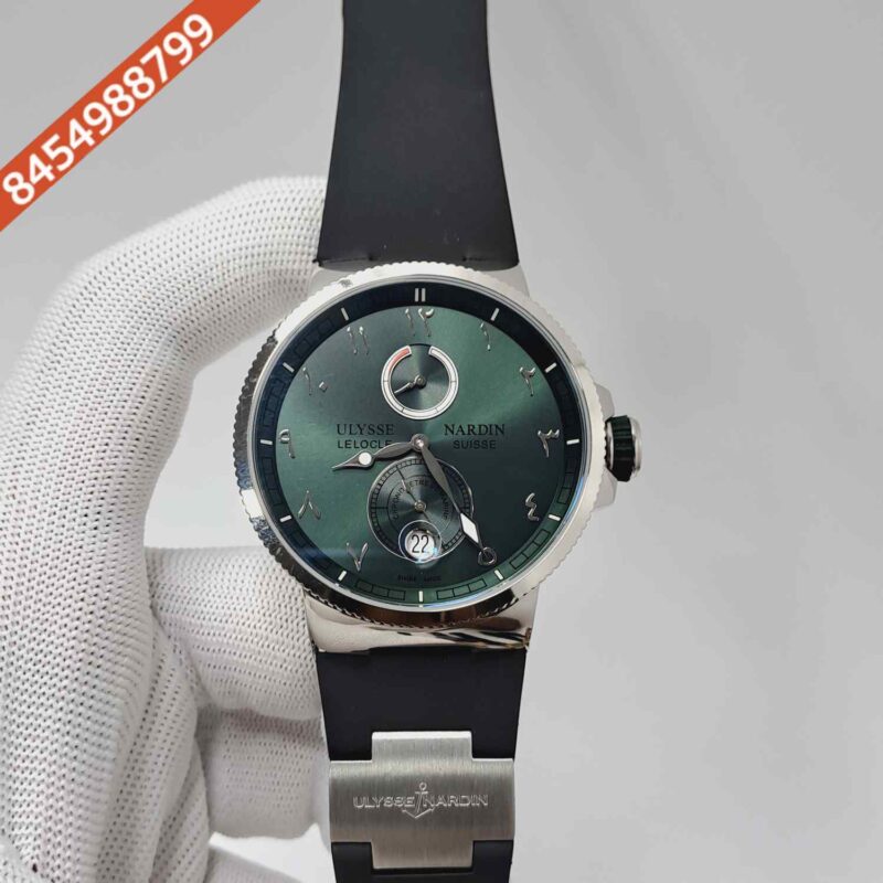 Ulysse Nardin Marine Chronometer Silver Green Dial Rubber Strap Automatic Watch