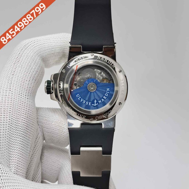 Ulysse Nardin Marine Chronometer Silver Green Dial Rubber Strap Automatic Watch - Image 4
