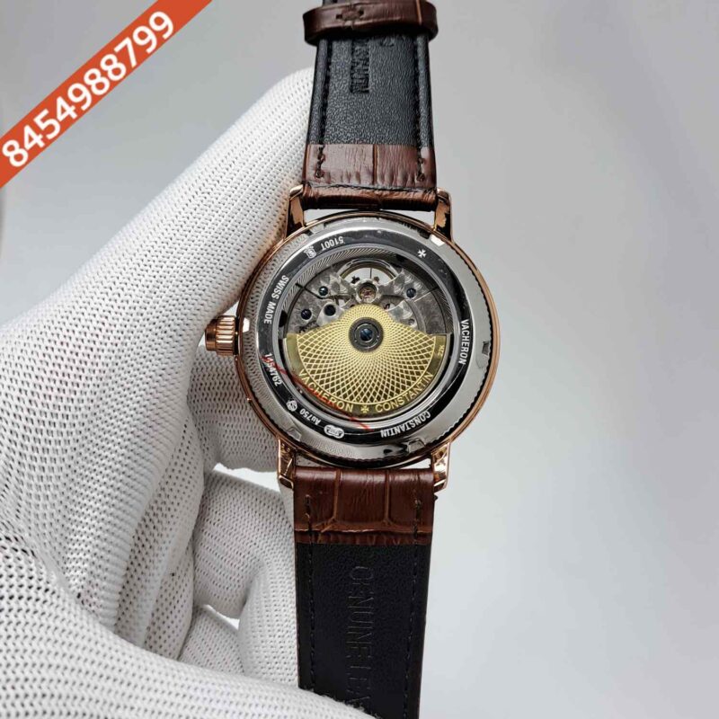 Vacheron Constantin Traditionnelle Tourbillon Chronograph White Dial Leather Swiss Automatic Watch - Image 4