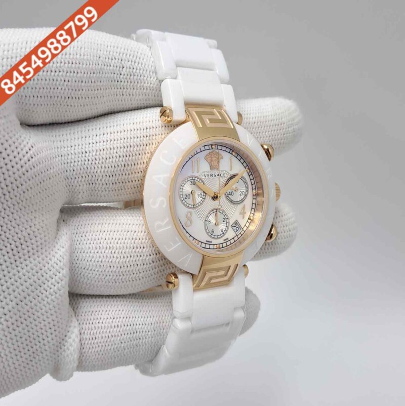 Versace Reve Chronograph White Dial White Stainless Steel Strap Swiss Automatic Watch - Image 3