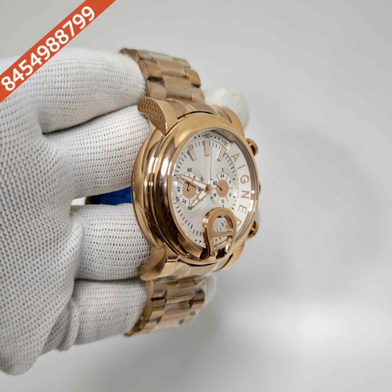 Aigner Bari Chronograph Steel White Dial Rose Gold Steel Strap Swiss Watch - Image 3