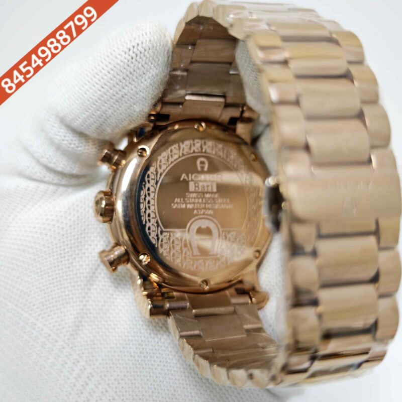 Aigner Bari Chronograph Steel White Dial Rose Gold Steel Strap Swiss Watch - Image 4