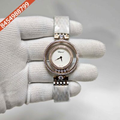 Chopard Happy Diamonds Rose Gold White Dial Dual Tone Strap Swiss Quartz Watch