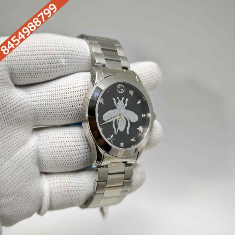 Gucci G-Timeless Iconic Bee Steel Black Dial Stainless Steel Strap Swiss Watch - Image 3