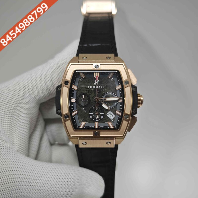 Hublot Limited Edition MP-06 Senna Champion 88  Full Rose Gold Black Dial Black Leather Strap Swiss Automatic Watch