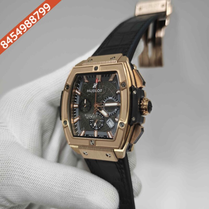 Hublot Limited Edition MP-06 Senna Champion 88  Full Rose Gold Black Dial Black Leather Strap Swiss Automatic Watch - Image 2