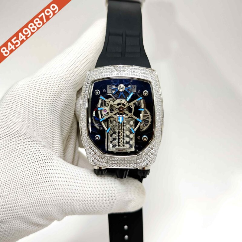 Jacob & Co. Bugatti Chiron Tourbillon Diamond Black Rubber Strap Swiss Automatic Watch