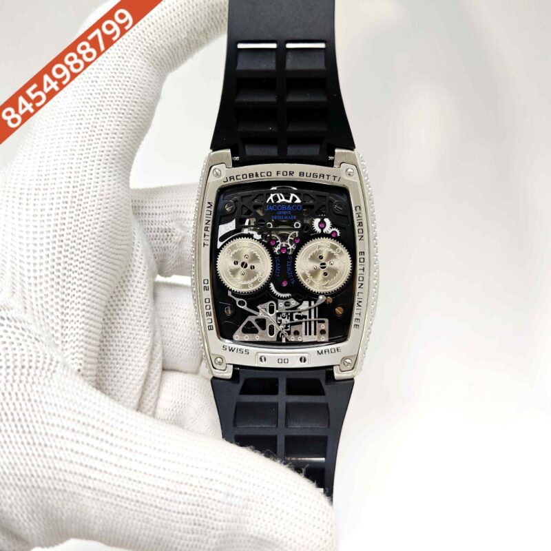 Jacob & Co. Bugatti Chiron Tourbillon Diamond Black Rubber Strap Swiss Automatic Watch - Image 5