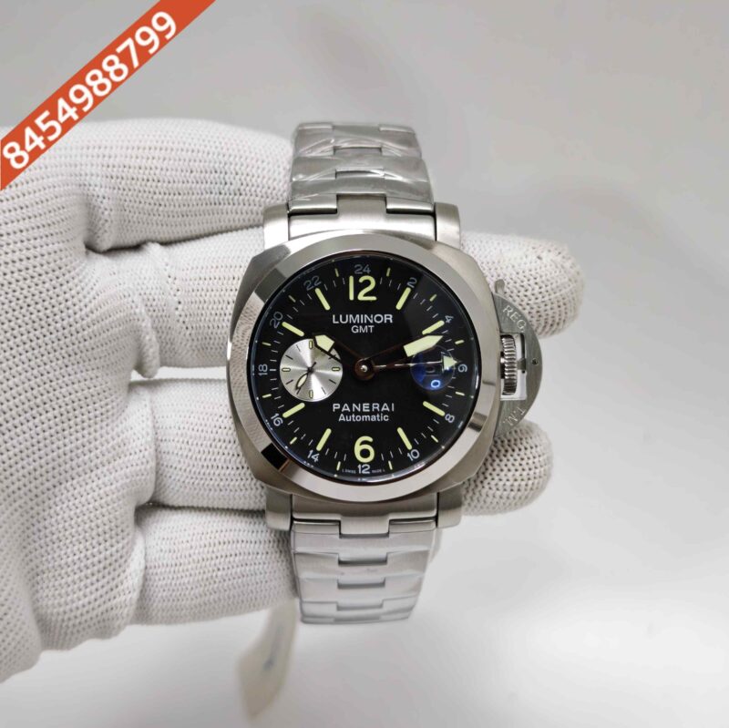 Luminor Panerai GMT PAM 88 Steel Black Dial Stainless Steel Strap Swiss Automatic Watch