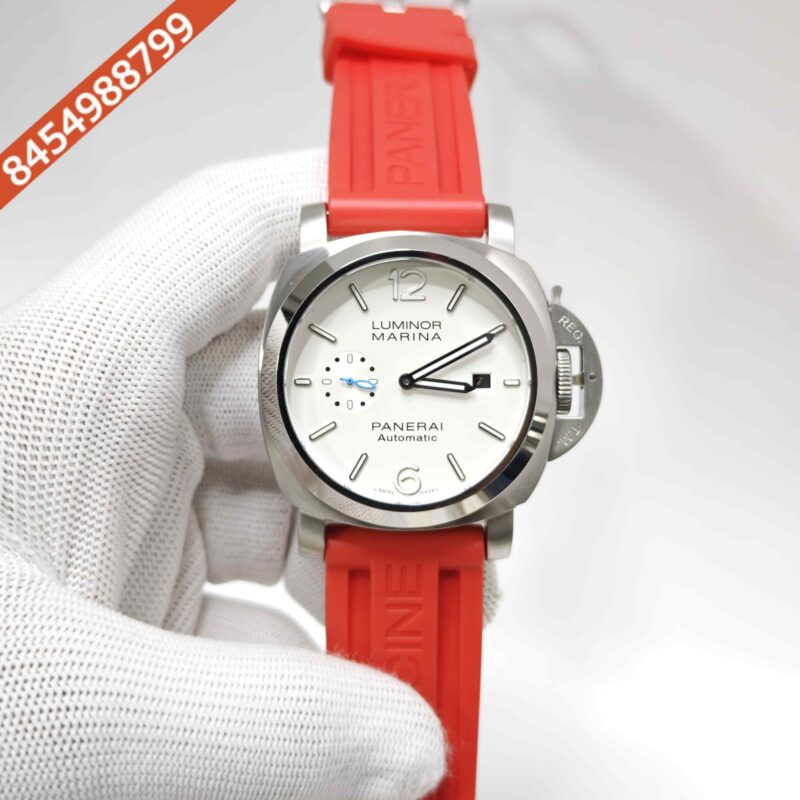 Panerai Luminor Marina PAM01314 White Dial Red Strap Swiss Automatic Watch