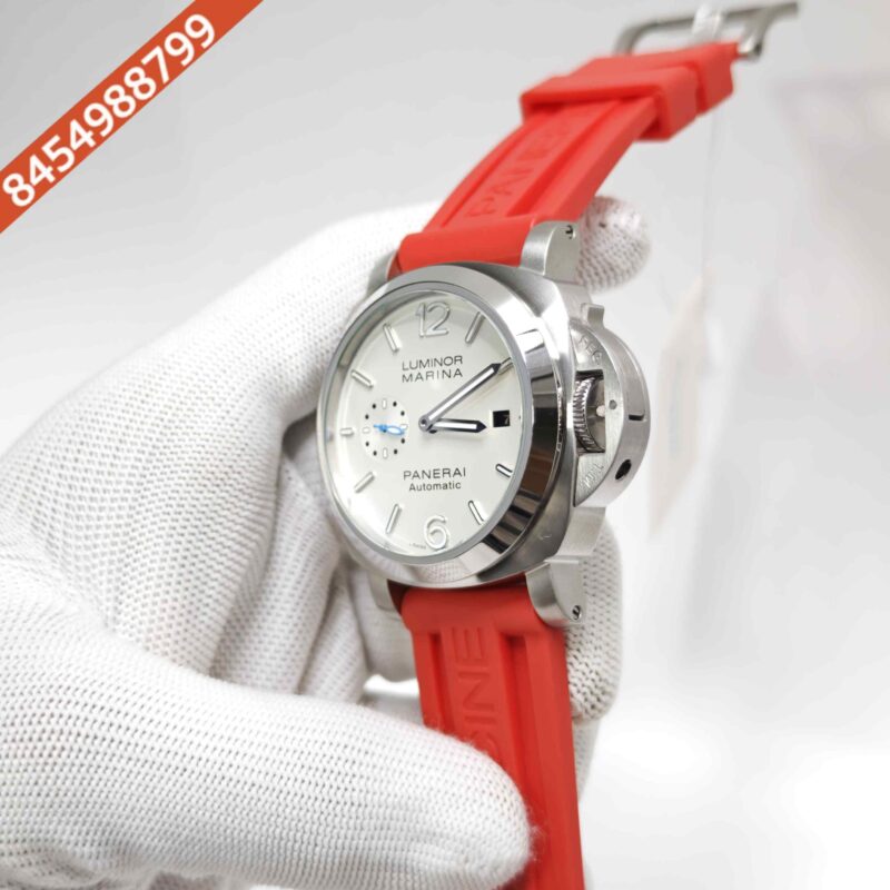 Panerai Luminor Marina PAM01314 White Dial Red Strap Swiss Automatic Watch - Image 2