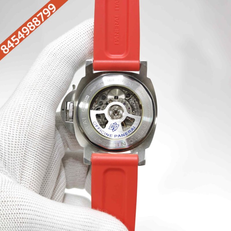 Panerai Luminor Marina PAM01314 White Dial Red Strap Swiss Automatic Watch - Image 4