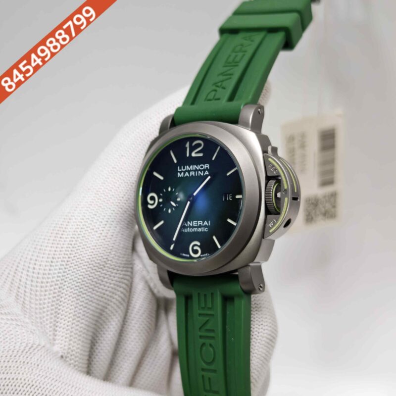 Panerai Luminor Marina Black Dial Green Strap Swiss Automatic Watch - Image 2