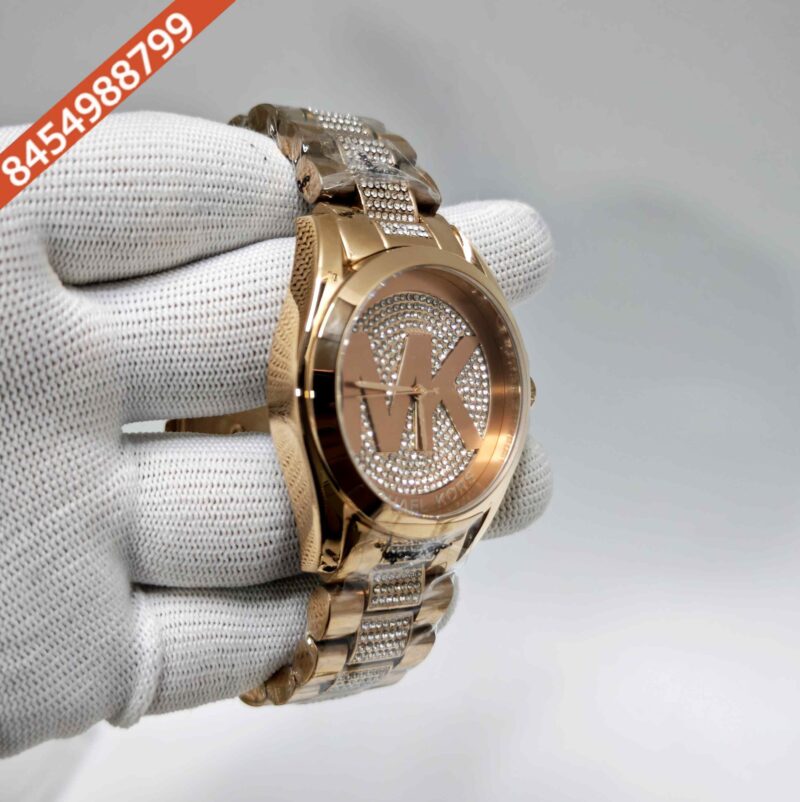 Michael Kors MK6437 Bradshaw Rose Gold Mk Logo Diamond Dial Swiss Quartz Watch - Image 3