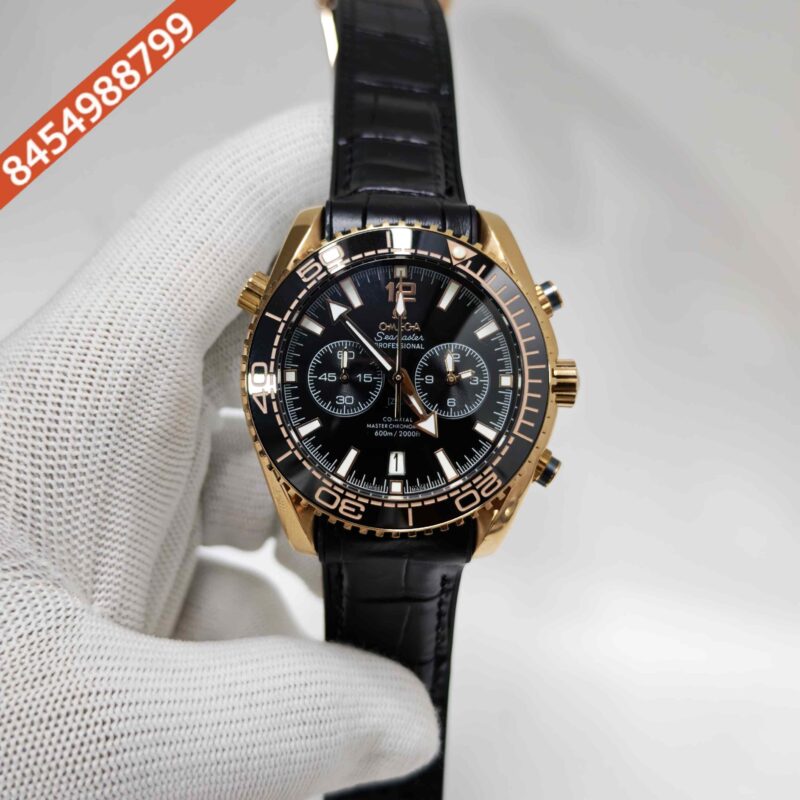 Omega Seamaster Planet Ocean Chronograph 600m Black Leather Swiss Automatic Watch