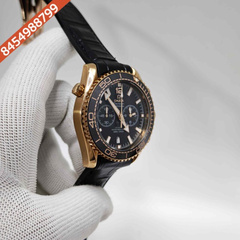 Omega Seamaster Planet Ocean Chronograph 600m Black Leather Swiss Automatic Watch - Image 3