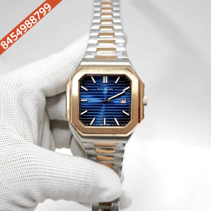 Patek Philippe Cubitus Rose Gold Blue Dial Dual-Tone Strap Swiss Automatic Watch
