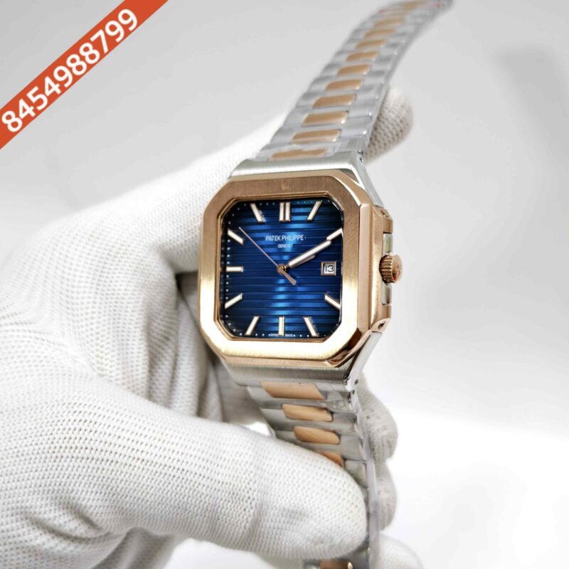 Patek Philippe Cubitus Rose Gold Blue Dial Dual-Tone Strap Swiss Automatic Watch - Image 2