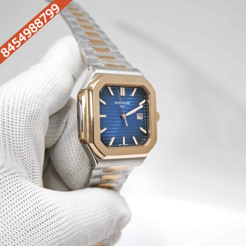 Patek Philippe Cubitus Rose Gold Blue Dial Dual-Tone Strap Swiss Automatic Watch - Image 3