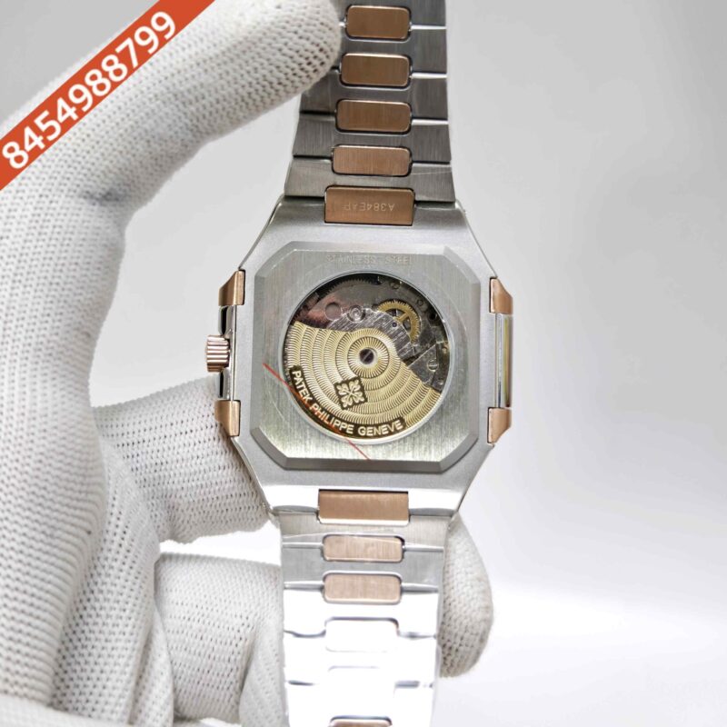 Patek Philippe Cubitus Rose Gold Blue Dial Dual-Tone Strap Swiss Automatic Watch - Image 4