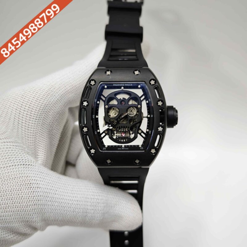 Richard Mille RM 052-01 Black Ceramic Skull Dial Black Strap Swiss Automatic Watch