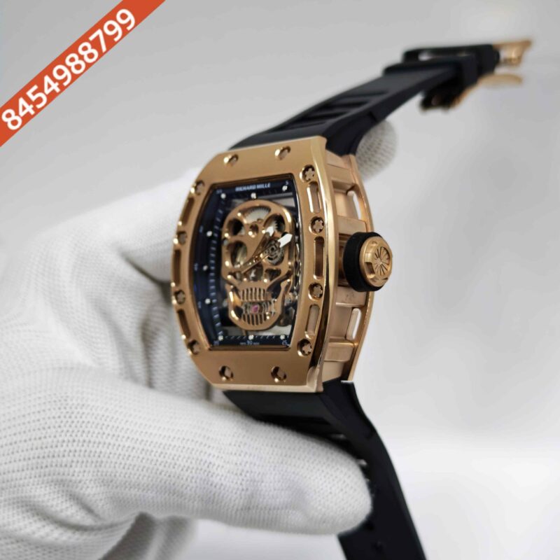 Richard Mille RM 052-01 Gold Ceramic Skull Dial Black Strap Swiss Automatic Watch - Image 2