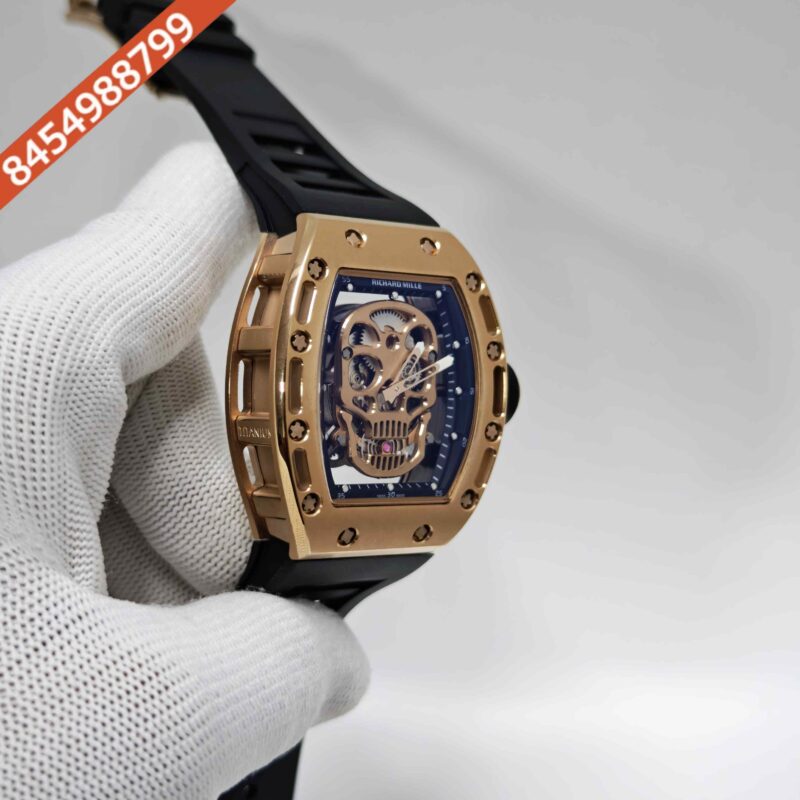 Richard Mille RM 052-01 Gold Ceramic Skull Dial Black Strap Swiss Automatic Watch - Image 3