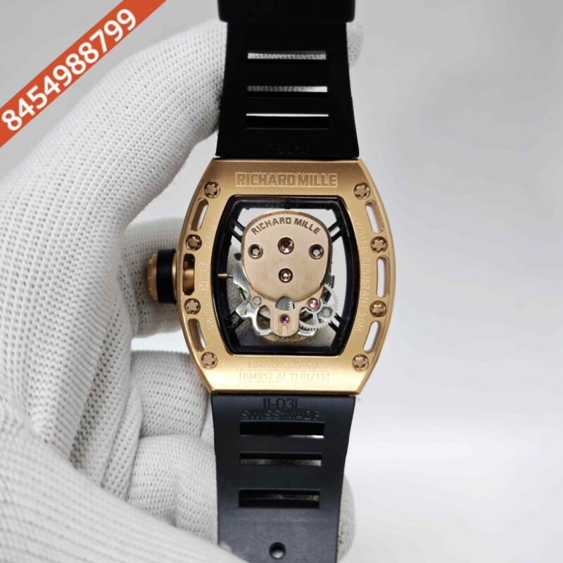 Richard Mille RM 052-01 Gold Ceramic Skull Dial Black Strap Swiss Automatic Watch - Image 4