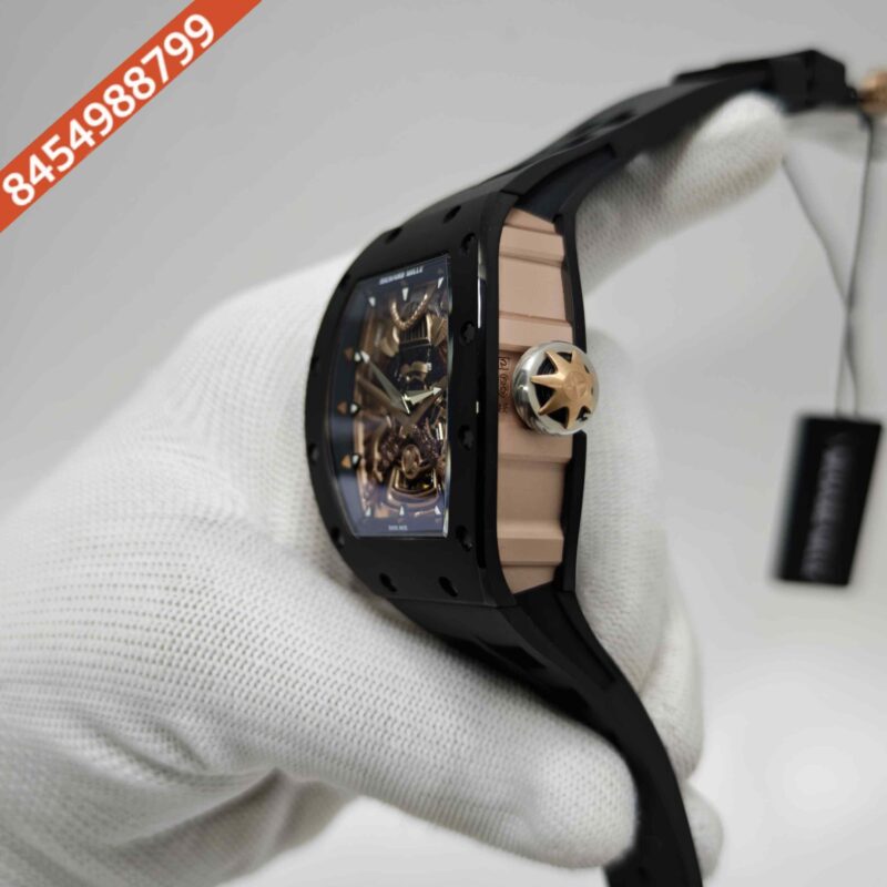 Richard Mille Samurai Limited Edition Transparent Dial Carbon Case Black Strap Swiss Automatic Watch - Image 2