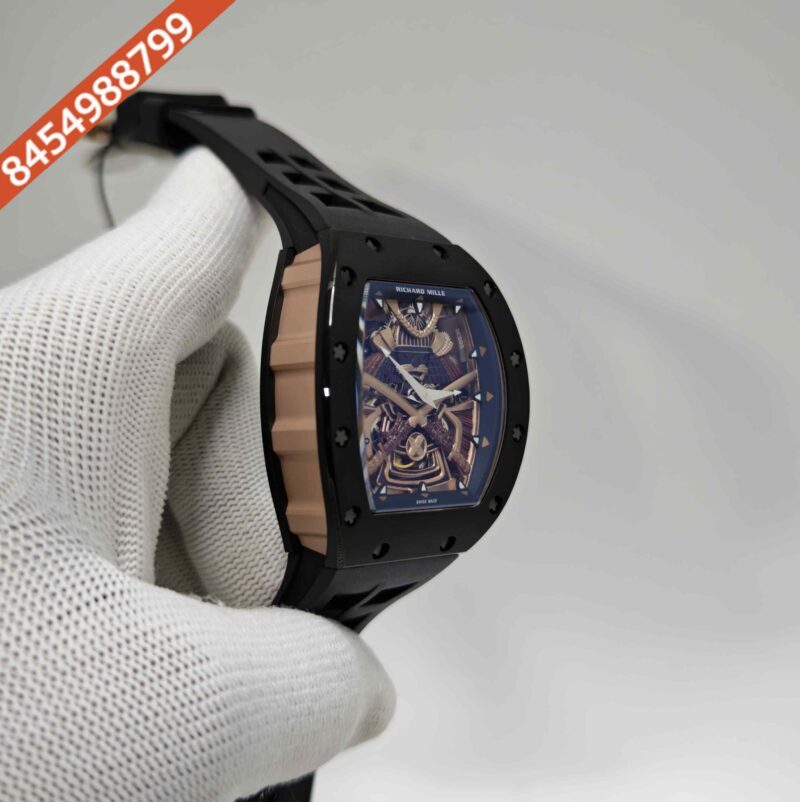 Richard Mille Samurai Limited Edition Transparent Dial Carbon Case Black Strap Swiss Automatic Watch - Image 3