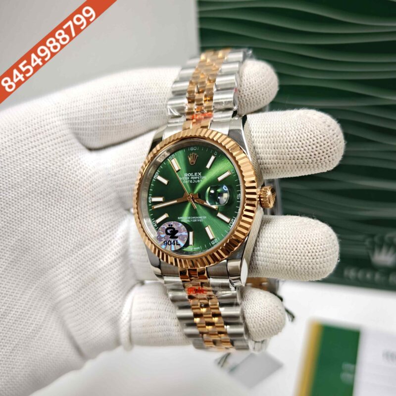 Rolex Date-Just Stick Marker Dual Tone Green Dial Semi ETA Swiss Automatic Watch - Image 2