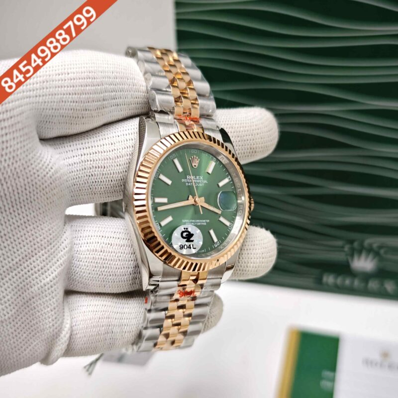 Rolex Date-Just Stick Marker Dual Tone Green Dial Semi ETA Swiss Automatic Watch - Image 3