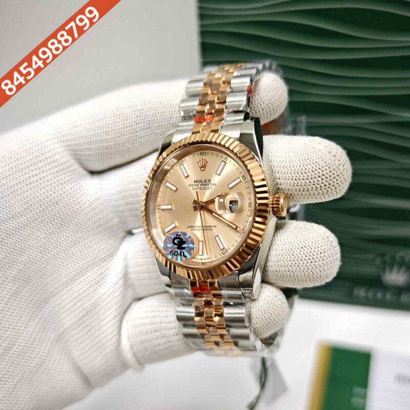 Rolex Date-just Rose Gold Dial Dual Tone Semi ETA Swiss Automatic Watch - Image 2