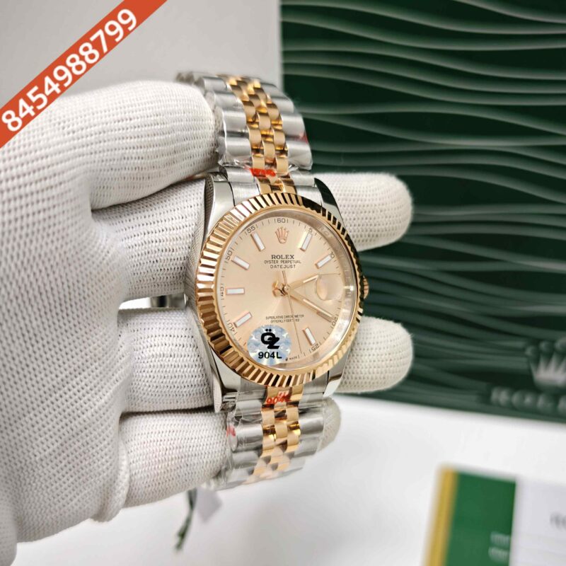 Rolex Date-just Rose Gold Dial Dual Tone Semi ETA Swiss Automatic Watch - Image 3