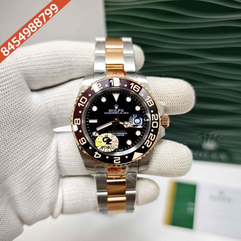 Rolex GMT-Master II Dual Tone Gold Rootbeer Semi ETA Swiss Automatic Watch