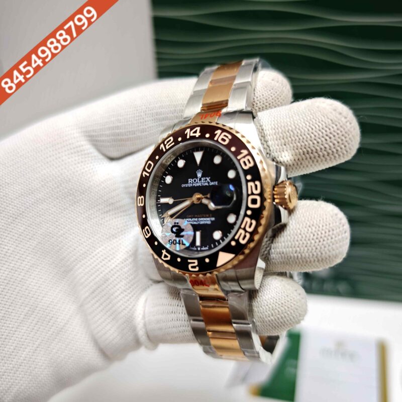 Rolex GMT-Master II Dual Tone Gold Rootbeer Semi ETA Swiss Automatic Watch - Image 2