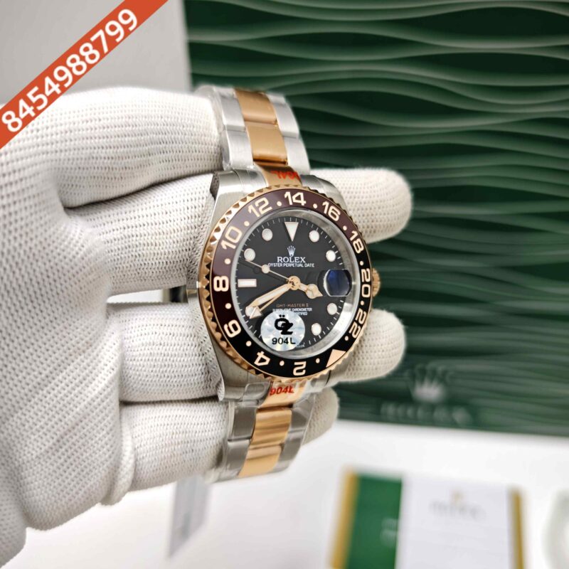Rolex GMT-Master II Dual Tone Gold Rootbeer Semi ETA Swiss Automatic Watch - Image 3