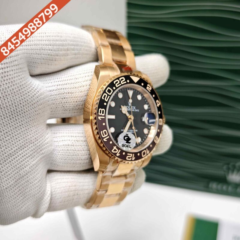 Rolex GMT-Master II Full Rose Gold Rootbeer Semi ETA Swiss Automatic Watch - Image 3
