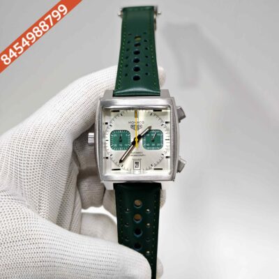 TAG Heuer Monaco Chronograph Racing Green - Titanium Steel Green Leather Strap Swiss Automatic Watch