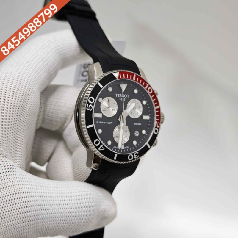 Tissot T-Race Chronograph Black Dial Black Strap Swiss Watch - Image 3