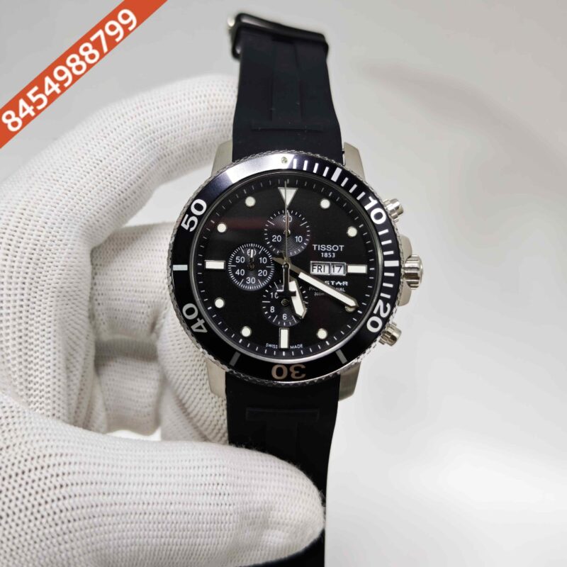 Tissot T-Race Chronograph Day-Date Black Dial Leather Strap swiss Watch