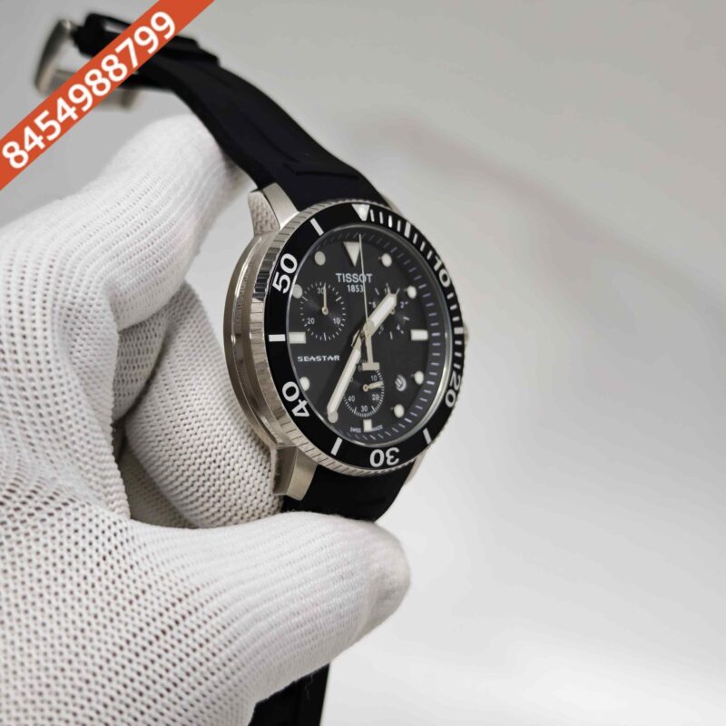Tissot T-Race Chronograph Full Black Dial Rubber Strap Swiss Watch - Image 3