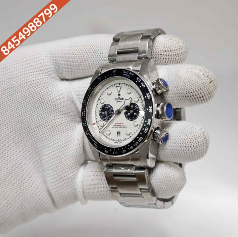 Tudor Black Bay Chrono Panda M7936 White Dial Steel Strap Swiss Automatic Watch - Image 2
