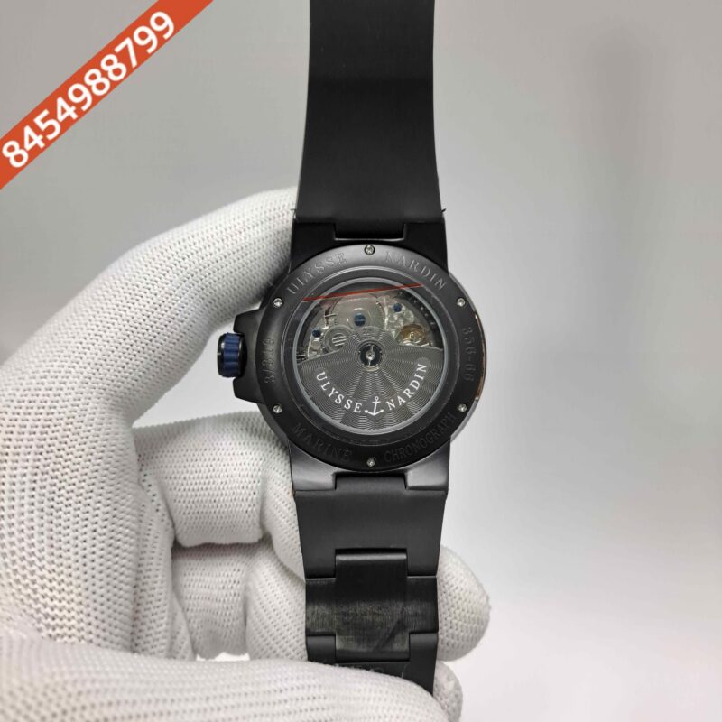 Ulysse Nardin Marine Chronometer Blue Dial Black Rubber Strap Swiss Automatic Watch - Image 4