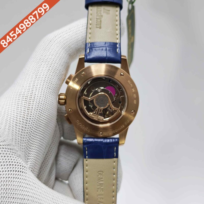 Audemars Piguet Code 11.59 Automatic Chronograph Rose Gold Blue Dial Leather Strap Swiss Automatic Watch - Image 4
