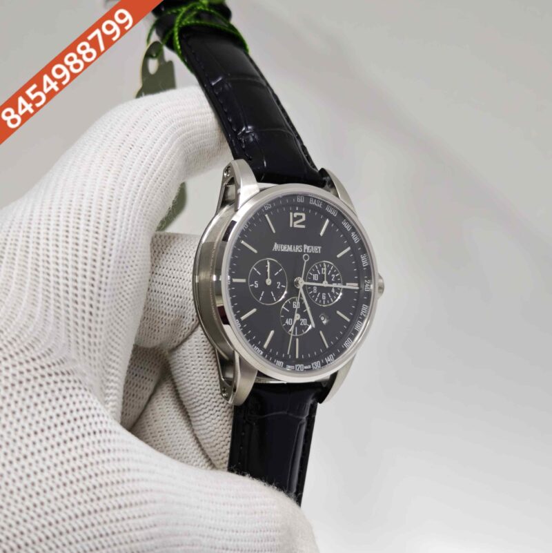 Audemars Piguet Code 11.59 Automatic Chronograph Steel Black Dial Leather Strap Swiss Automatic Watch - Image 3