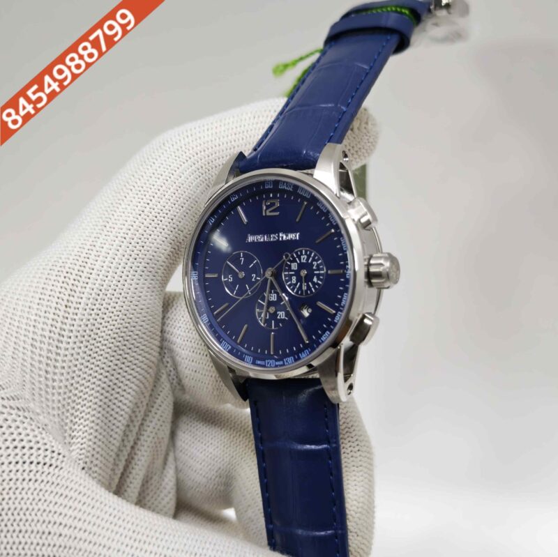 Audemars Piguet Code 11.59 Chronograph Steel Blue Dial Leather Strap Swiss Automatic Watch - Image 2
